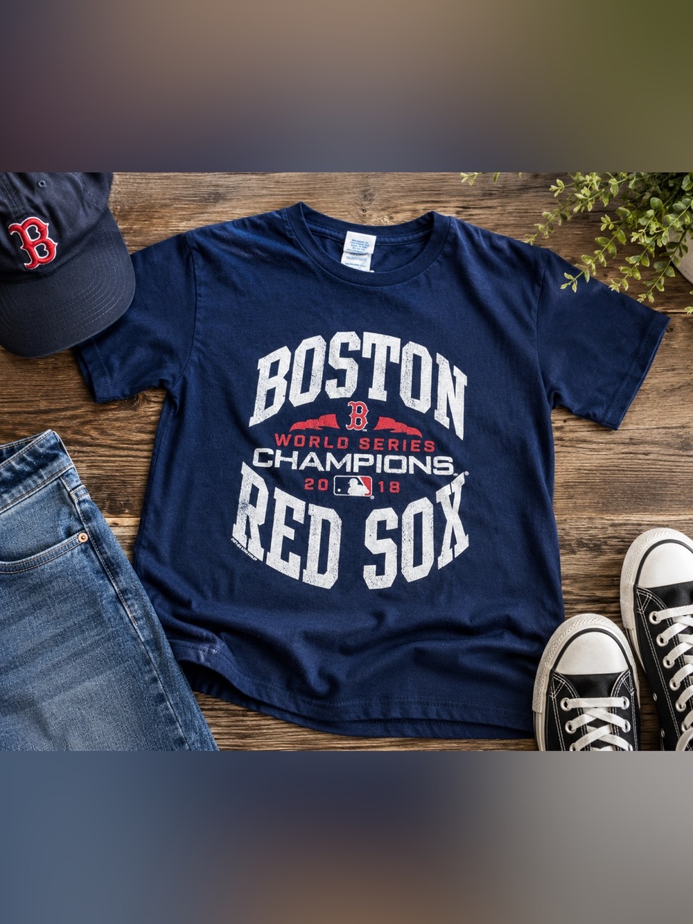 MLB Boston Red Sox World Series Champions Shirt Youth Medium Navy Tee